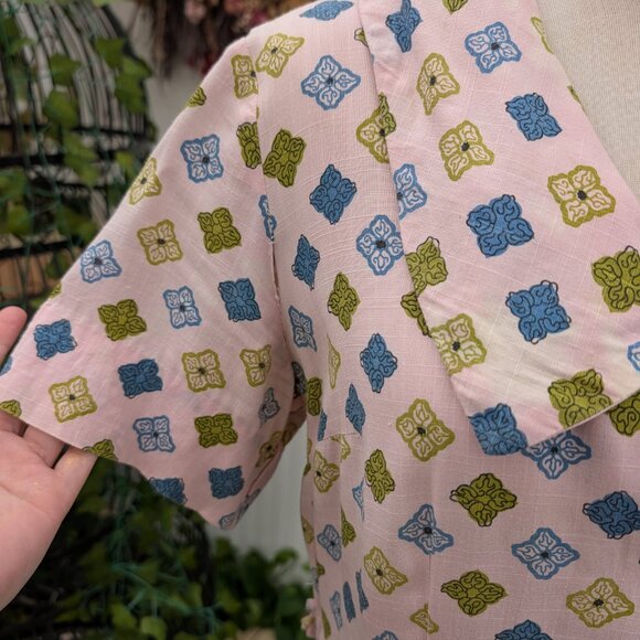 Vintage 1940's Pink Print Day Dress, handmade, AS IS - Picture 6 of 16